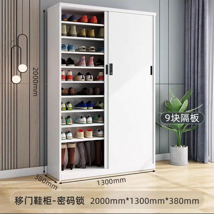 Sliding Door Balcony Shoe Cabinet Sun Protection Household Large Capacity Multi-Layer Sliding Door Outdoor with Password Lock Locker