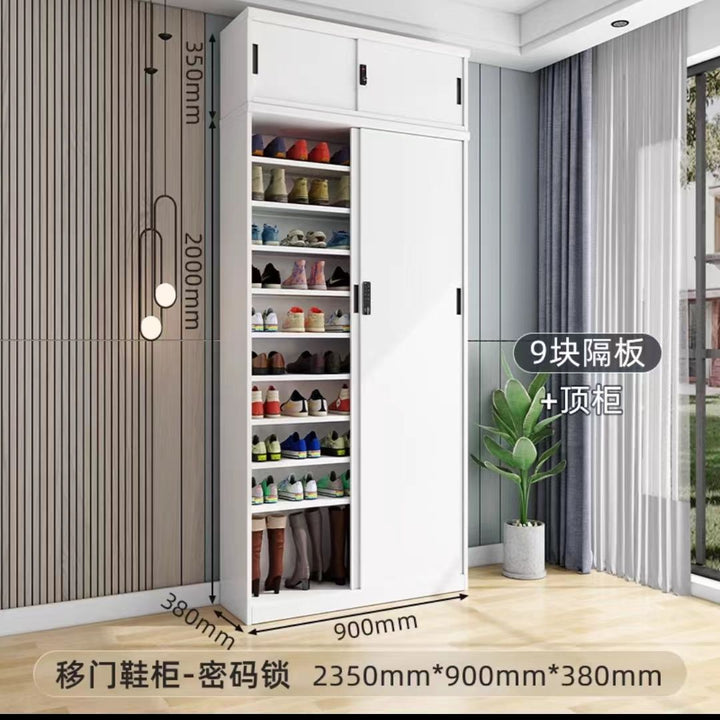 Sliding Door Balcony Shoe Cabinet Sun Protection Household Large Capacity Multi-Layer Sliding Door Outdoor with Password Lock Locker