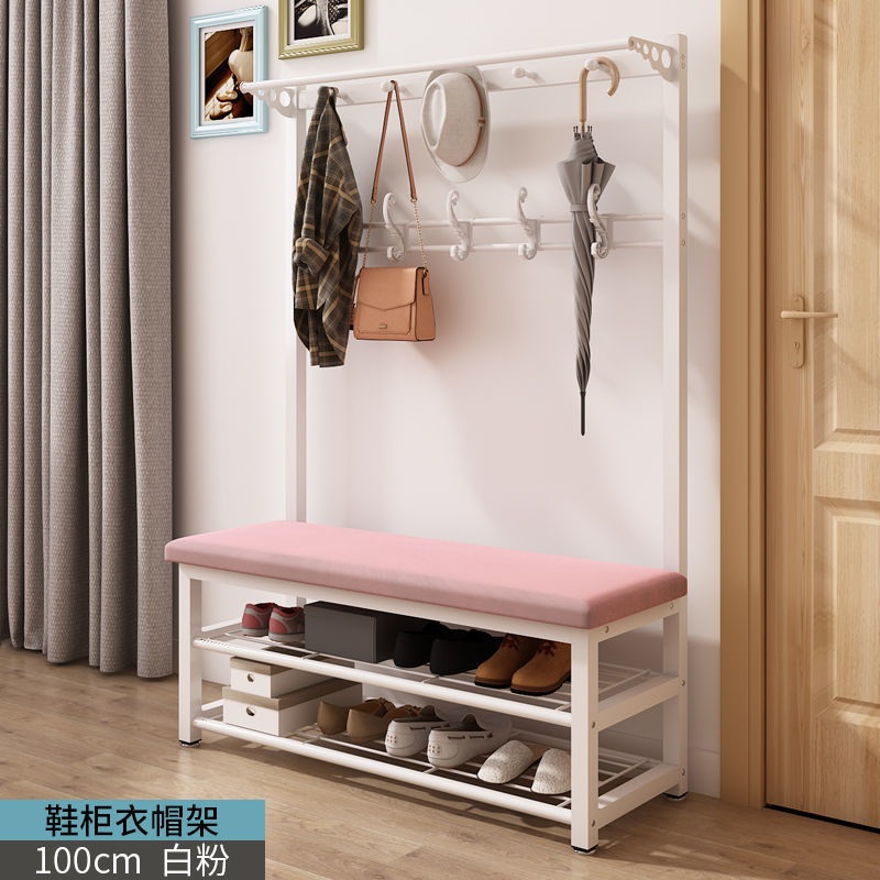 Shoe Changing Stool Doorway Storage Shelf Coat Rack Floor Bedroom and Household Multifunctional Hanging Clothes Hanger Simple Shoe Cabinet Shoe Rack