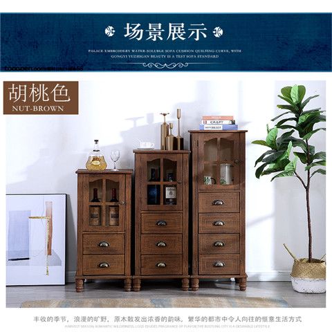 American Solid Wood Small Wine Cabinet Living Room Home Wine Cabinet Curio Cabinet Storage Wall Locker Dining Room Storage Cabinet