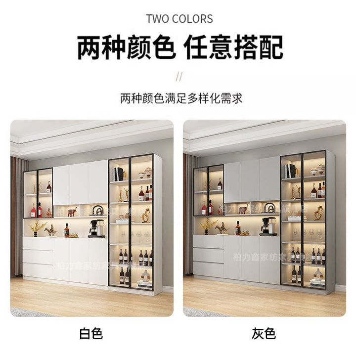 Baili Xinshi Wood Sideboard Cabinet Living Room Home Glass Door Small Display Cabinet Sideboard Cabinet Function Simple Cabinet