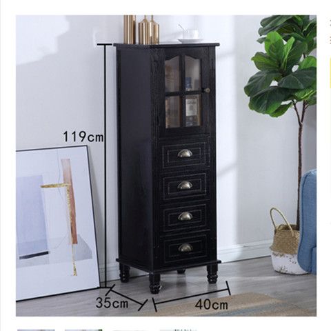 American Solid Wood Small Wine Cabinet Living Room Home Wine Cabinet Curio Cabinet Storage Wall Locker Dining Room Storage Cabinet