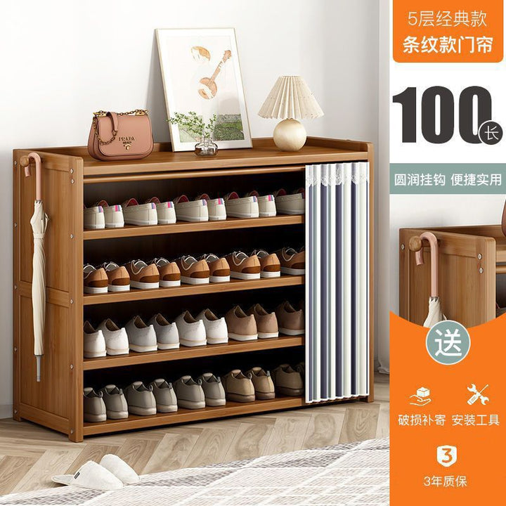 Multi-Layer Shoe Rack Household Bamboo Shoe Cabinet Dustproof Bedroom Simple Large Capacity Bamboo Storage Rack Storage Locker