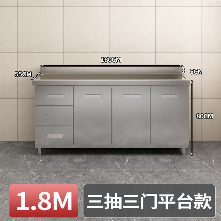 304Stainless Steel Integrated Cabinet Kitchen Simple Locker Storage Stove Cupboard Commercial Rental Room House Dish Rack