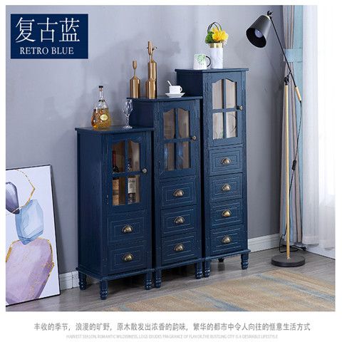 American Solid Wood Small Wine Cabinet Living Room Home Wine Cabinet Curio Cabinet Storage Wall Locker Dining Room Storage Cabinet