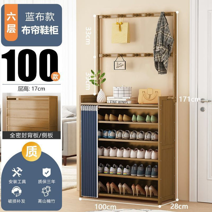 Multi-Layer Shoe Rack Household Bamboo Shoe Cabinet Dustproof Bedroom Simple Large Capacity Bamboo Storage Rack Storage Locker