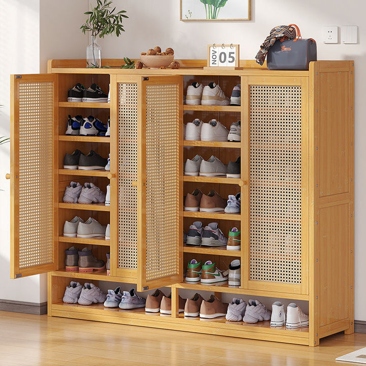 Door Shoe Cabinet Bamboo Dust-Proof Outdoor Shoe Rack Entry Door Shoe Storage BalconyinsWind Niche Furniture Home