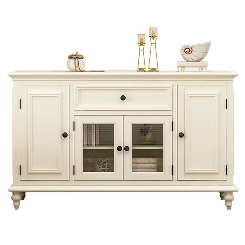 American Simple Solid Wood Sideboard White Ash Wood Kitchen Storage Cupboard Tea and Wine Cabinet Multi-Function Locker