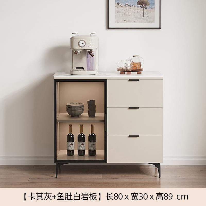 New Kitchen Sideboard Cabinet Dining Room/Living Room Wine Cabinet Modern Simple and Light Luxury Stone Plate Wall Cabinet with Drawer