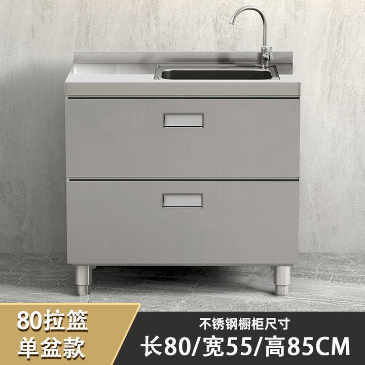 Authentic304Stainless Steel Cabinet Extra Thick Kitchen Cabinet Stainless Steel Workbench with Drawer Household Storage Cupboard