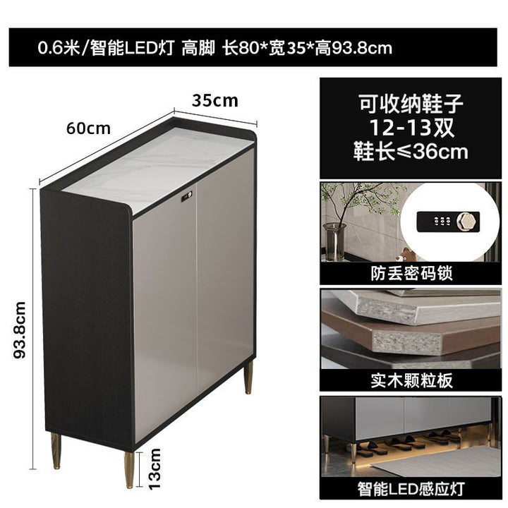 Italian-Style Light Luxury Shoe Cabinet Home Doorway Corridor Outer Band Password Lock Outdoor Corridor Aisle Elevator Entrance Stone Plate Shoe Cabinet