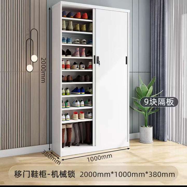 Sliding Door Balcony Shoe Cabinet Sun Protection Household Large Capacity Multi-Layer Sliding Door Outdoor with Password Lock Locker