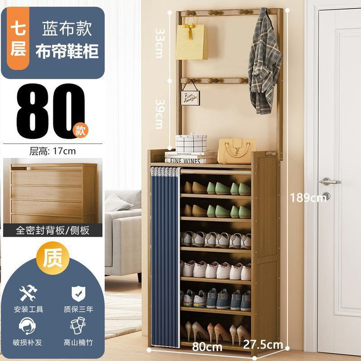 Multi-Layer Shoe Rack Household Bamboo Shoe Cabinet Dustproof Bedroom Simple Large Capacity Bamboo Storage Rack Storage Locker