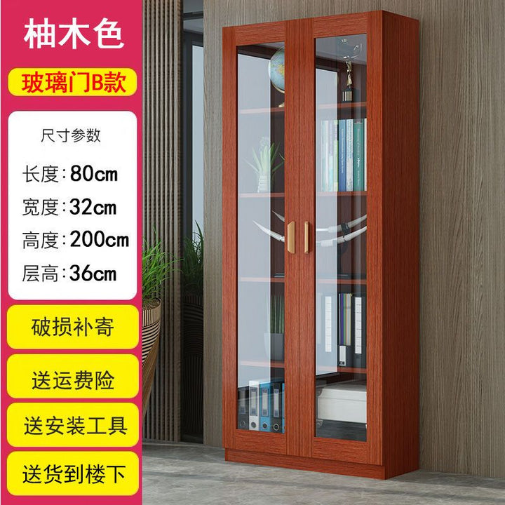 Bookcase Bookshelf Combination Simple Modern Living Room with Door Cabinet Glass Door Bookcase Economical Multifunctional Locker