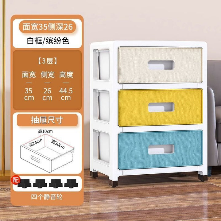 Simple Style Drawer Storage Cabinet Transparent Household Storage Cabinet Multi-Layer Organizing Cabinet Living Room Shoe Cabinet Bedroom Bedside Table