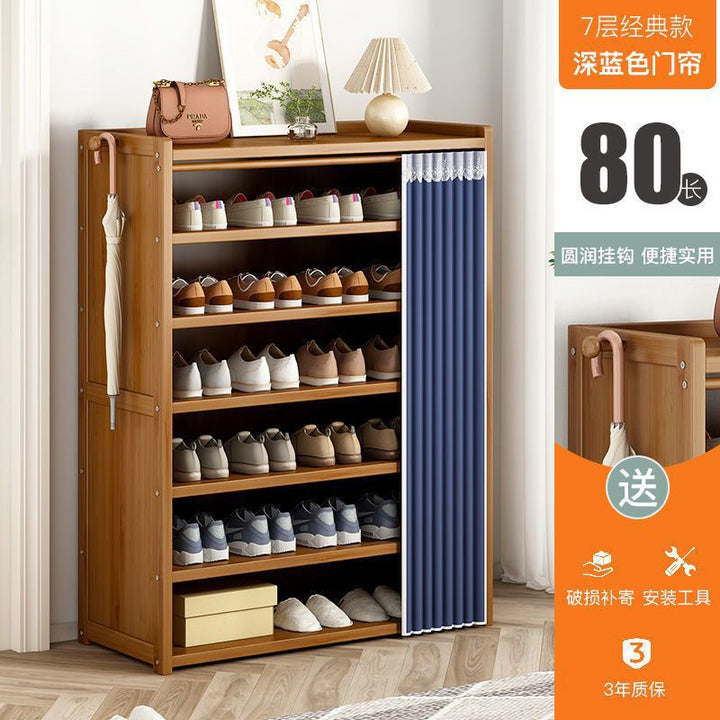 Multi-Layer Shoe Rack Household Bamboo Shoe Cabinet Dustproof Bedroom Simple Large Capacity Bamboo Storage Rack Storage Locker