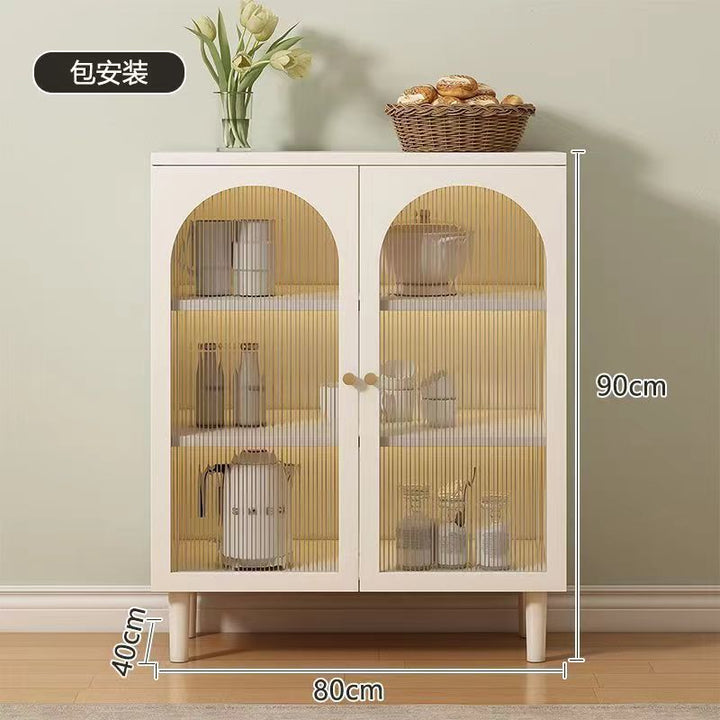 2024Popular Sideboard Cabinet Home Living Room and Kitchen All-in-One Cabinet Wall Storage Modern Minimalist Rattan Glass Storage