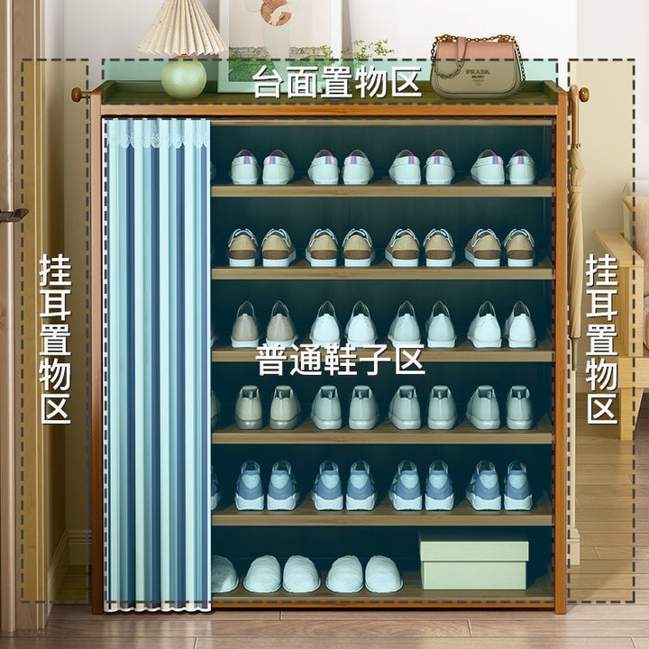 Multi-Layer Shoe Rack Household Bamboo Shoe Cabinet Dustproof Bedroom Simple Large Capacity Bamboo Storage Rack Storage Locker