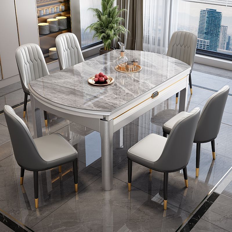 Stone Plate Dining Table Dining Tables and Chairs Set Simple Folding Modern Household Small Apartment Retractable round Table Solid Wood Table Dining Table