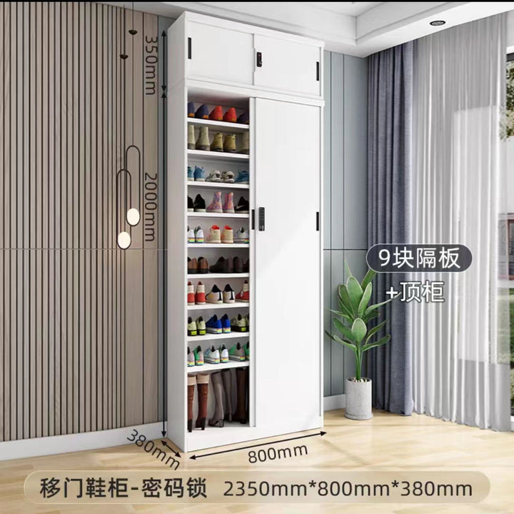 Sliding Door Balcony Shoe Cabinet Sun Protection Household Large Capacity Multi-Layer Sliding Door Outdoor with Password Lock Locker