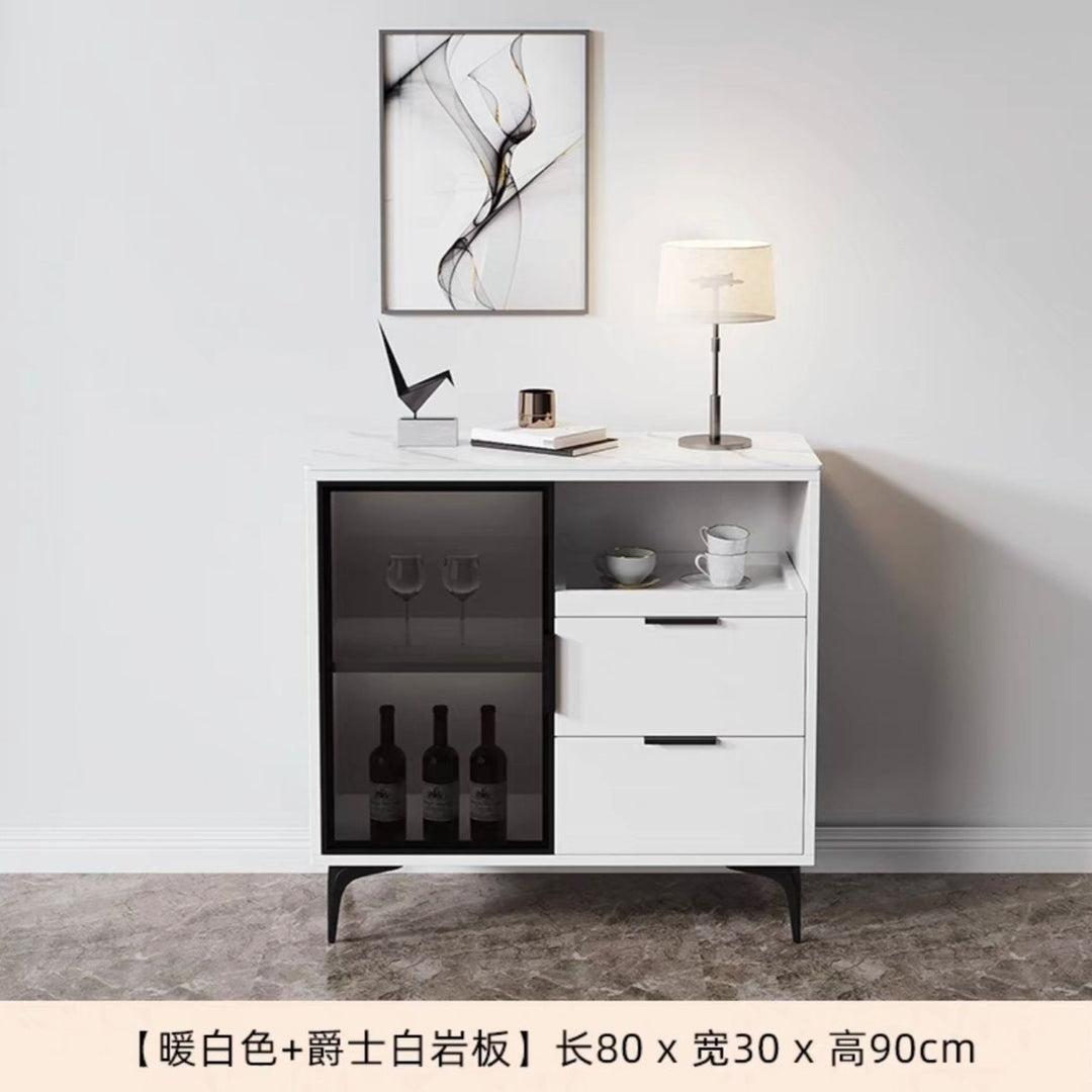 New Kitchen Sideboard Cabinet Dining Room/Living Room Wine Cabinet Modern Simple and Light Luxury Stone Plate Wall Cabinet with Drawer