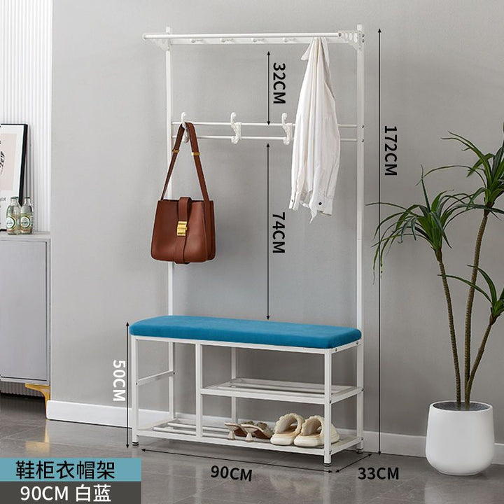 Shoe Changing Stool Doorway Storage Shelf Coat Rack Floor Bedroom and Household Multifunctional Hanging Clothes Hanger Simple Shoe Cabinet Shoe Rack