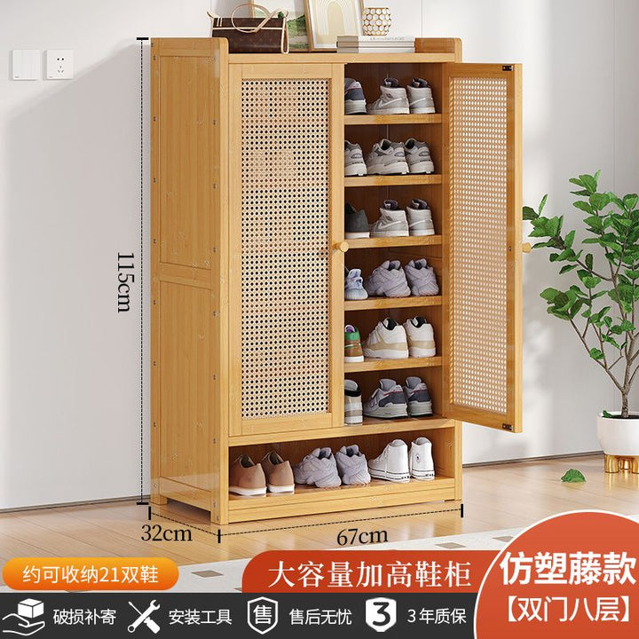 Door Shoe Cabinet Bamboo Dust-Proof Outdoor Shoe Rack Entry Door Shoe Storage BalconyinsWind Niche Furniture Home