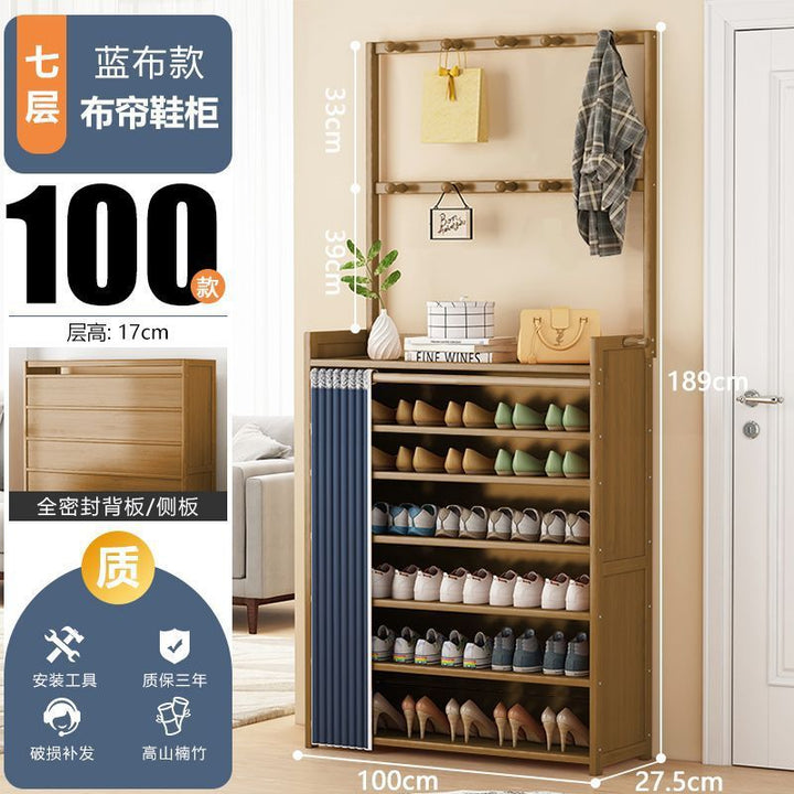 Multi-Layer Shoe Rack Household Bamboo Shoe Cabinet Dustproof Bedroom Simple Large Capacity Bamboo Storage Rack Storage Locker