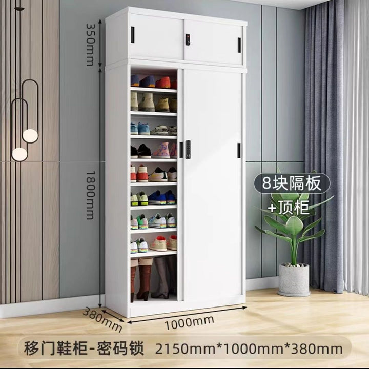 Sliding Door Balcony Shoe Cabinet Sun Protection Household Large Capacity Multi-Layer Sliding Door Outdoor with Password Lock Locker