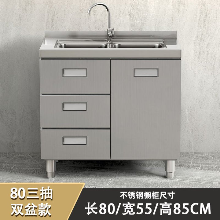 Authentic304Stainless Steel Cabinet Extra Thick Kitchen Cabinet Stainless Steel Workbench with Drawer Household Storage Cupboard